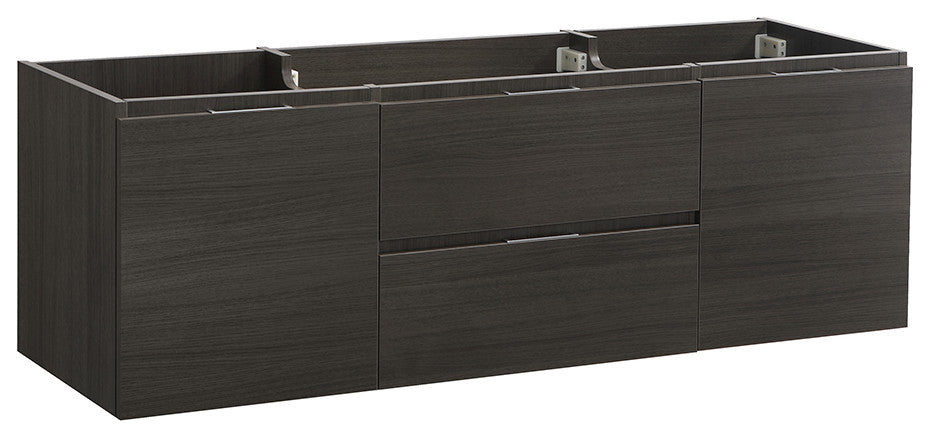 Valencia Wall Hung Double Sink Bathroom Cabinet, Gray Oak, 60"