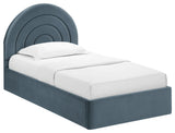 Solana Arched Performance Velvet Twin Platform Bed, Cadet Blue