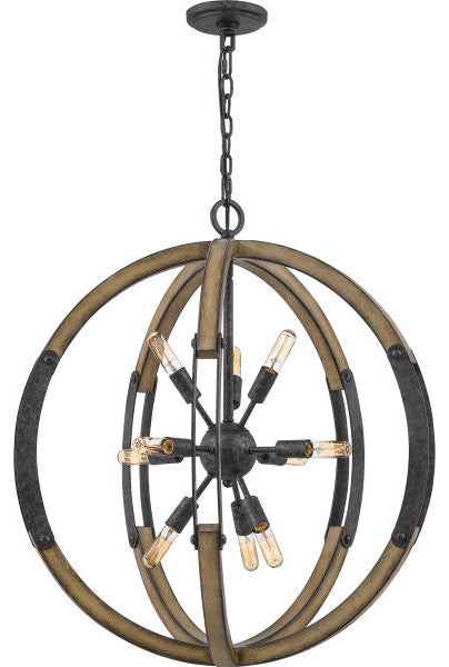 Quoizel QOP5181OK Ten Light Pendant, Old Black Finish Finish