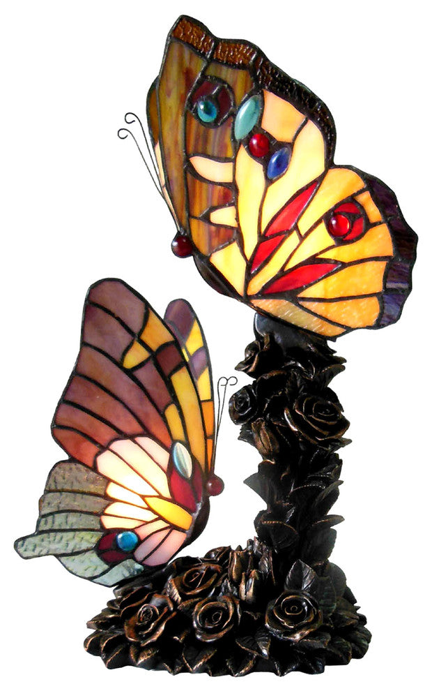 EDITH 1 Tiffany-style 2 Light Butterfly Table Lamp 10inches Wide