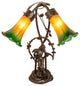 Meyda Lighting 11805 17"H Trellis Girl Lily Amber And Green 2-Light Accent Lamp