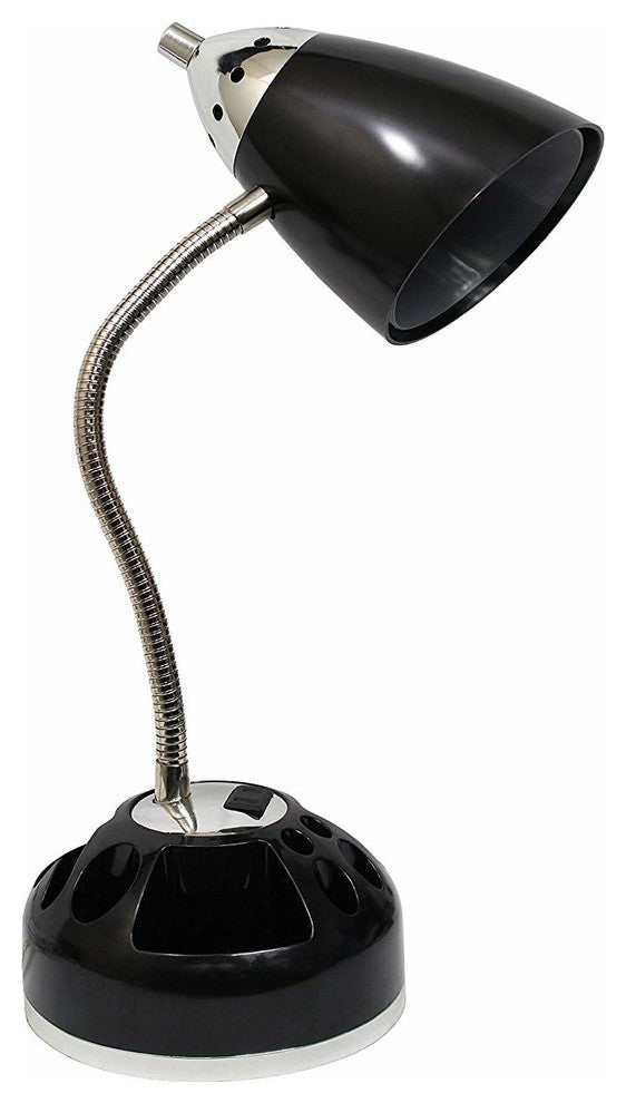Limelights Flossy Organizer Desk Lamp With Charging Outlet Lazy Susan Base Black
