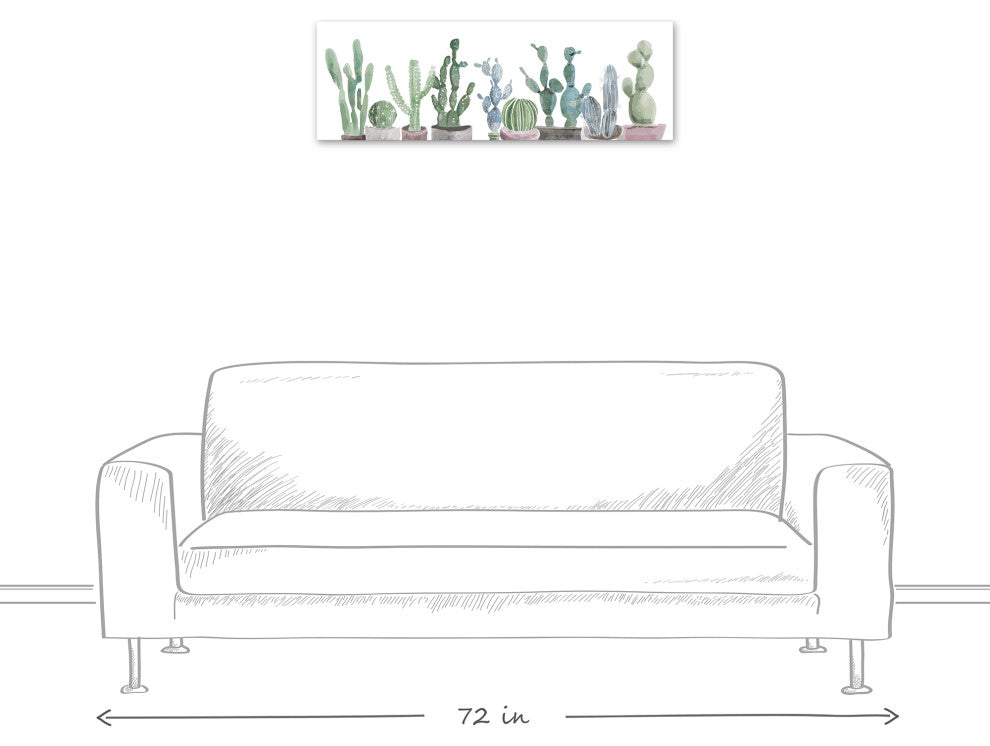 Horizontal Cactus 36x12 Canvas Wall Art