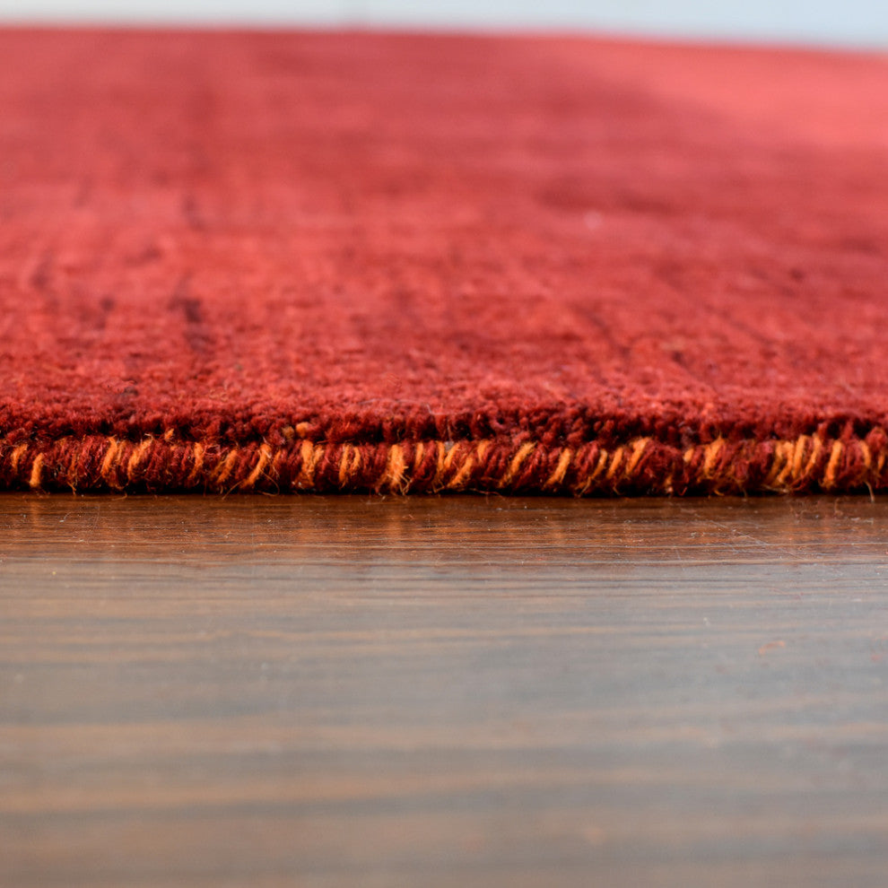 HAND KNOTTED LOOM WOOL ECO-FRIENDLY AREA RUGS-Rectangle,Orange Red,Contemporary