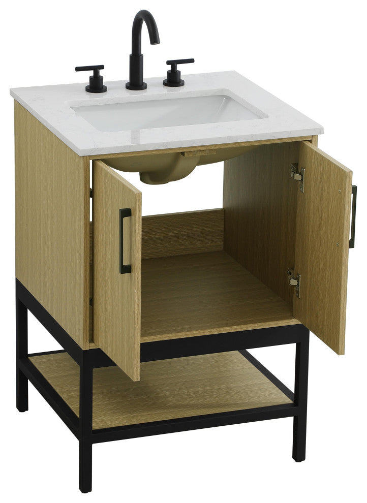 Home Living 24" Single Bathroom Vanity, Honey Brown