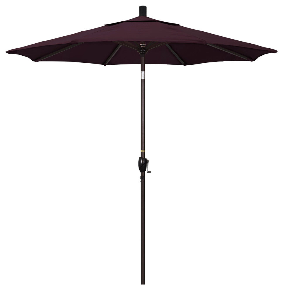 7.5' Bronze Push-Button Tilt Crank Aluminum Umbrella, Purple Pacifica