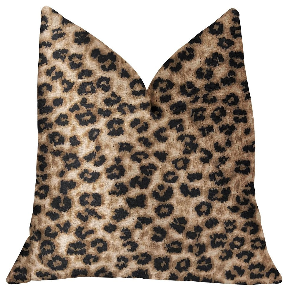 Crimson Cheetah Black and Brown Luxury Throw Pillow, 16"x16"