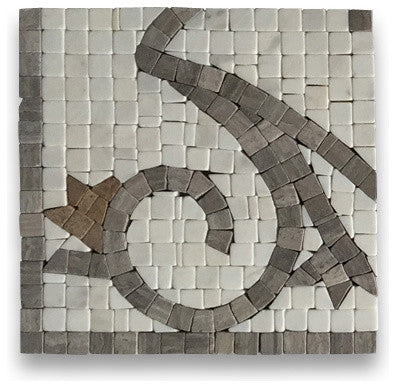 Marble Mosaic Border Decorative Tile Floral White Wooden 5.9x5.9, 1 piece