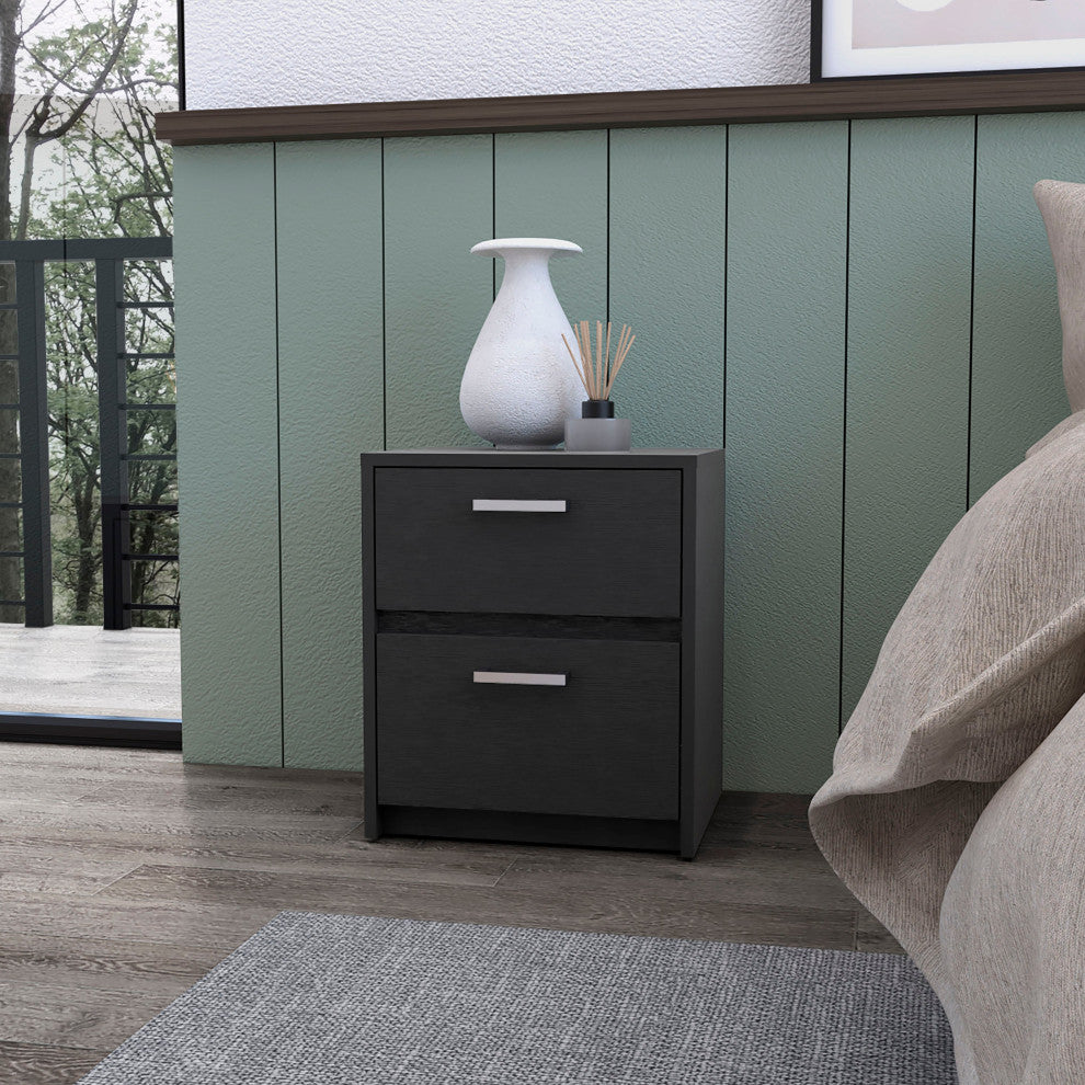 Myrtle 2-Drawer Nightstand, Black