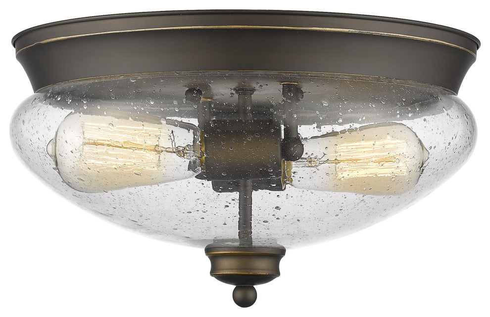 Amon Collection 2 Light Flush Mount in Olde Bronze Finish