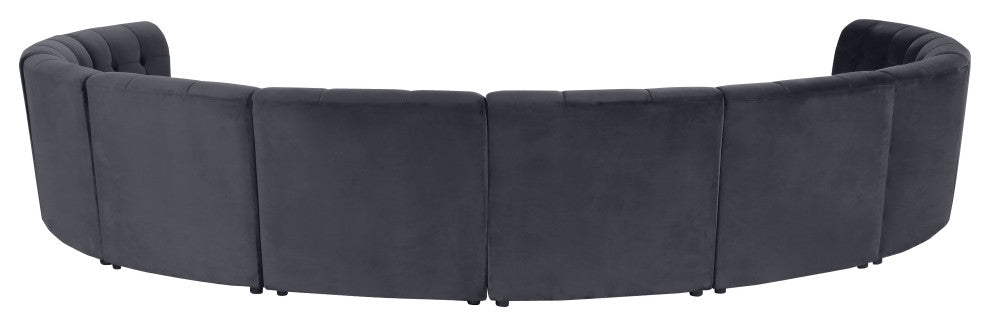 Limitless Velvet Upholstered 10-Piece Modular Sectional, Gray