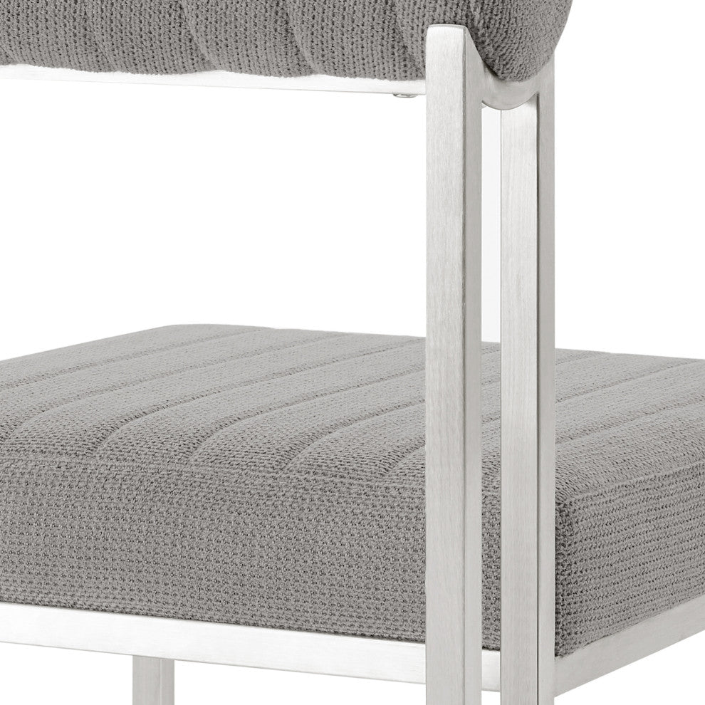 Kai Anastasia Glass Dining Table 5-Piece Set, Light Gray Fabric Chairs