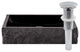 Natural Black Granite Square Vessel Sink with Chiseled Exterior and Drain, Chrome