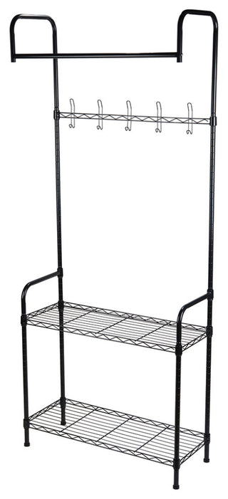 Full white-background product image of the unit from the side/front angle, showcasing the frame and hooks.