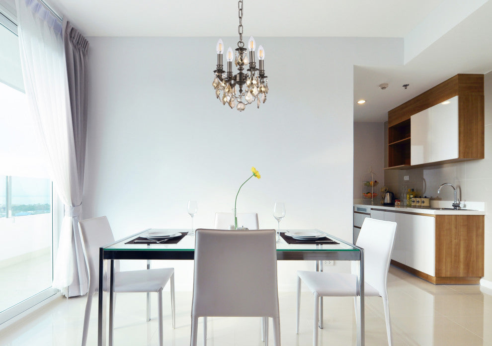 Elegant Lighting 9104D10-GT/RC Lillie 4 Light 10"W Crystal - Dark Bronze