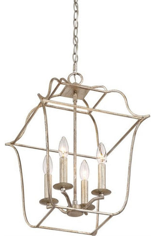 Quoizel GLY5204CS Four Light Foyer Pendant, Century Silver Leaf Finish