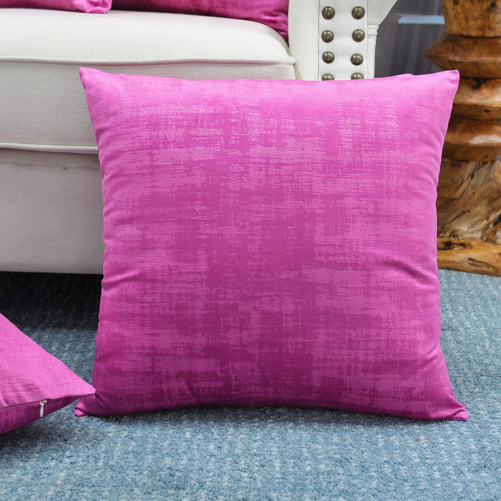 Serenta Textured Velvet Pillow Shell, Set of 4, Raspberry Rose