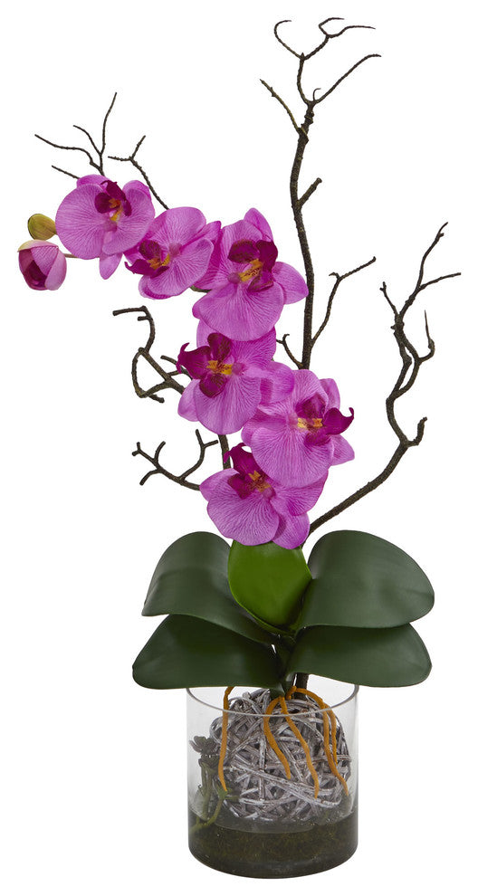 Nearly Natural Phalaenopsis Orchid Artificial Arrangement in Vase Mauve