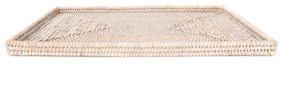 Artifacts Rattan Rectangular Flat Tray, White Wash