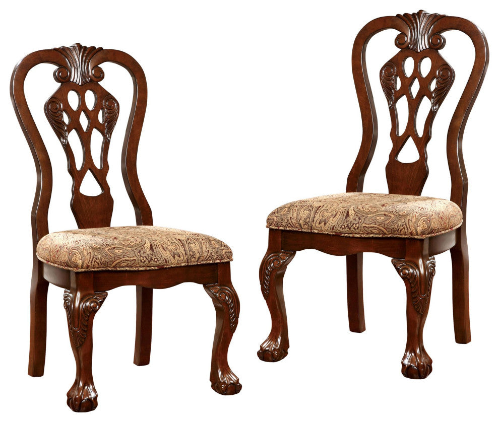 Furniture of America Wilson Wood Padded Dining Chair in Brown Cherry (Set of 2)