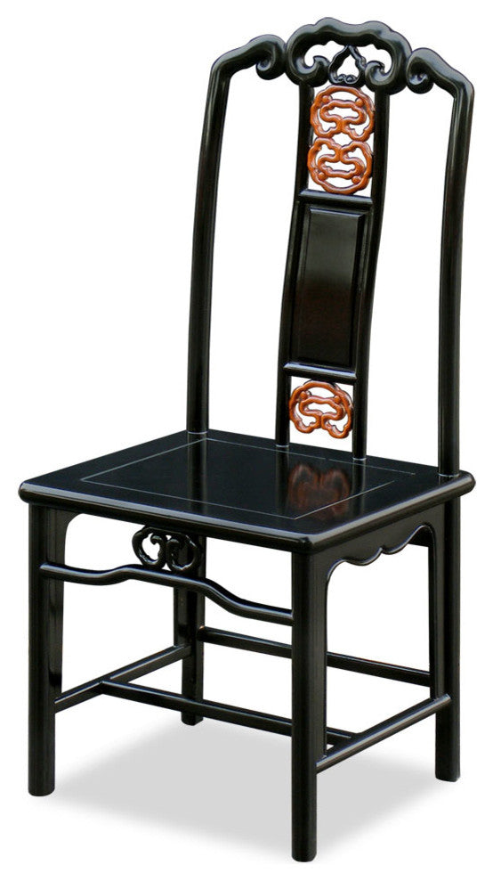Rosewood Ming Design Side Chair, Natural/Black