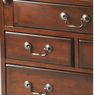 26" Brown Rubberwood Wood Secretary Desk With Five Drawers