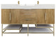 Madison 60" Free Standing Double Sink Vanity with Reinforced Acrylic Sink, Oak