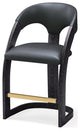 Delia Counter Stool Leather, Ebony Cerused Frame/Black Top Grain Leather