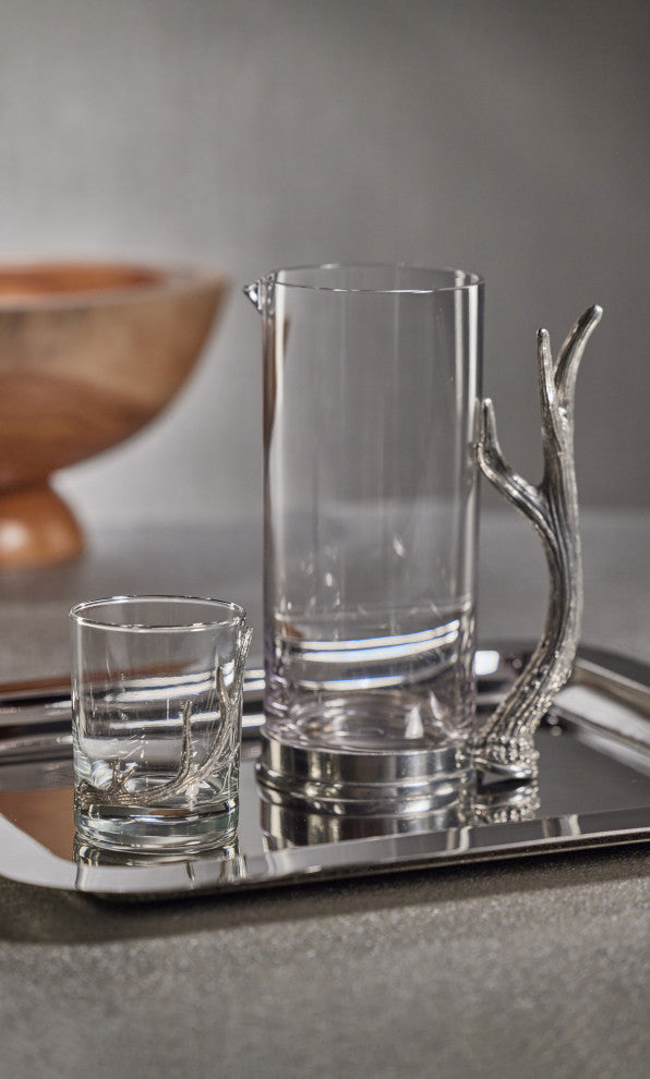 Malachi Rock Glass Pitcher With Pewter Antler Handle