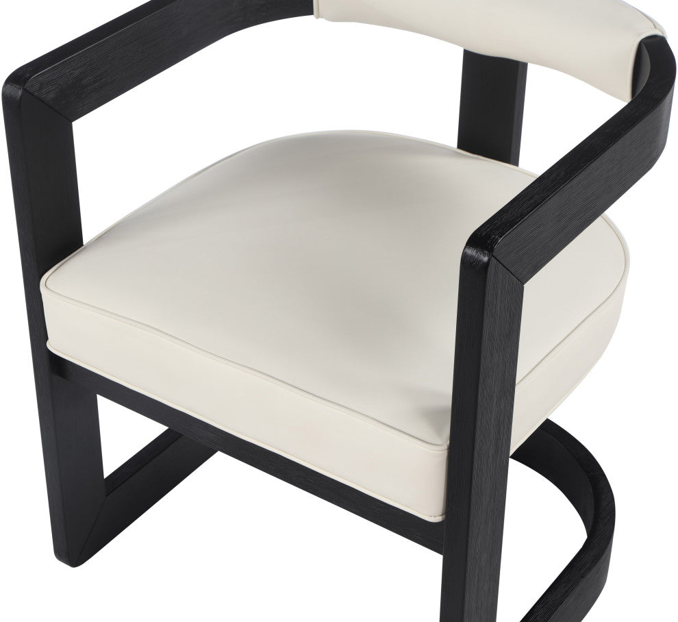 Manchester Faux Leather Upholstered Dining Chair, Cream, Black Finish
