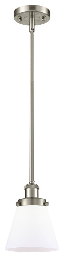 Small Cone 1-Light Pendant, Brushed Satin Nickel, Matte White