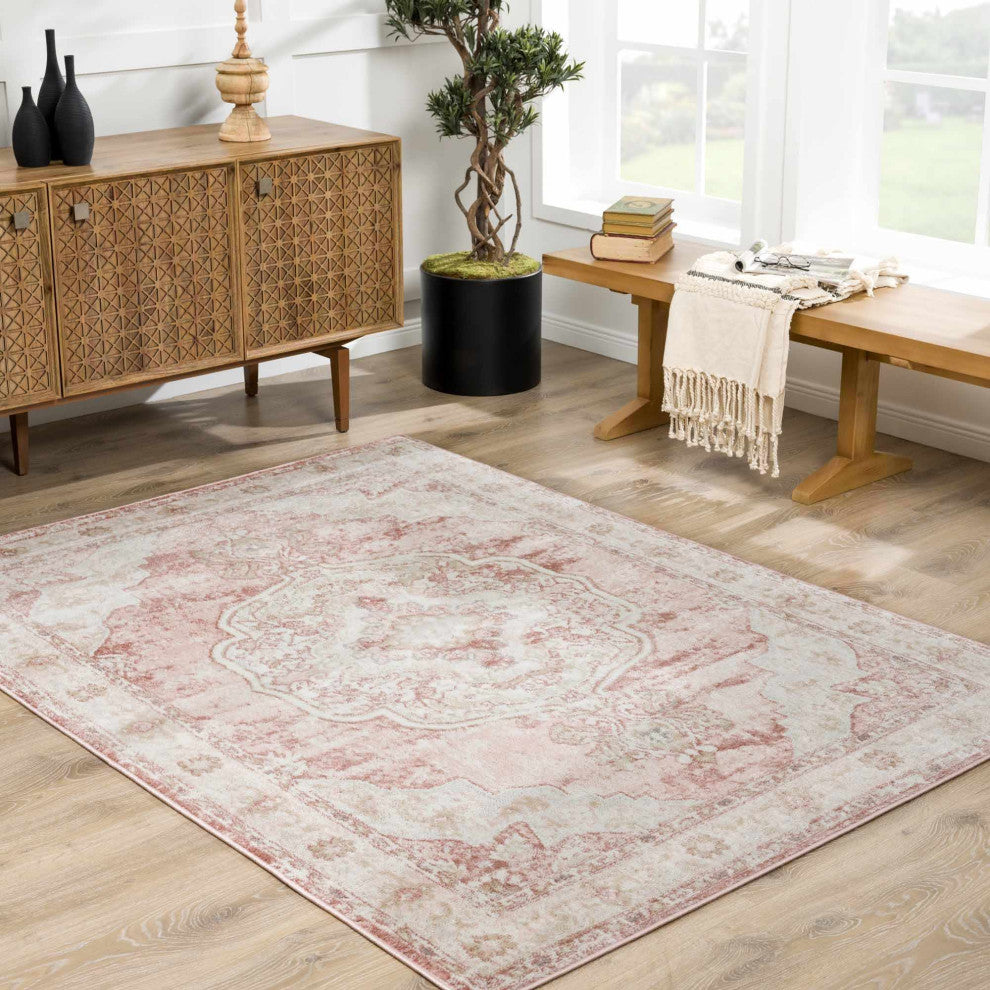 Hauteloom Kandos Area Rug, Plum/Pale Pink/Cream, 5'3"x7'