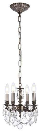 Elegant Lighting 9104D10/RC Lillie 4 Light 10"W Crystal - Dark Bronze