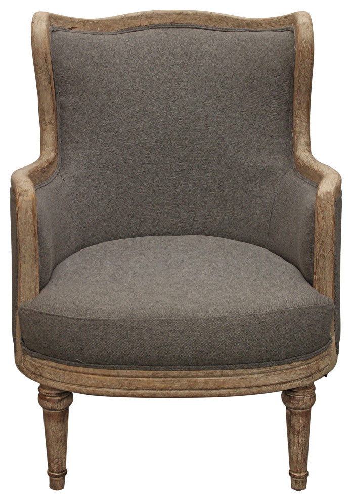 Dan Gray Linen Lounge Arm Chair