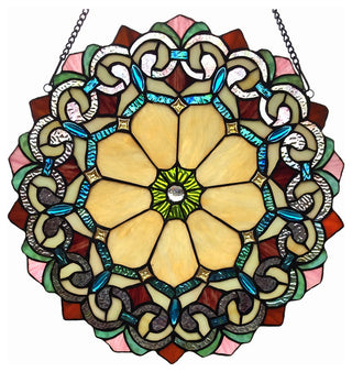 CHLOE Lighting Ayla Victorian Tiffany-Style Glass Window Panel, 18"