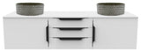 Wildsee Floating Vanity Set With Tempered Clear Glass Sink, Silver, 60", White