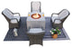 Patio Propane Fire Pit Table with Cushioned Wicker Chairs, Square
