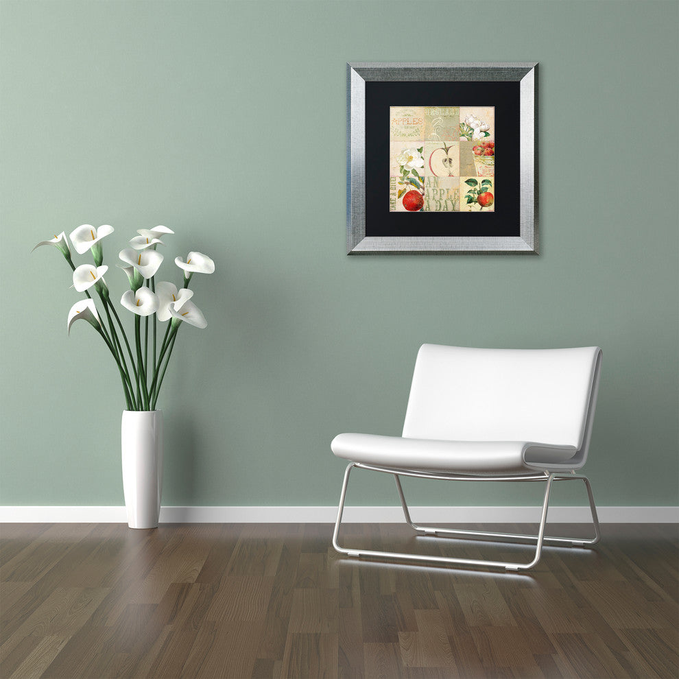 Color Bakery 'Apple Blossoms III' Art, Silver Frame, Black Matte, 16"x16"