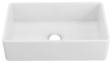 33-inL x 18-inW Farmhouse Apron Front White Ceramic Kitchen Sink