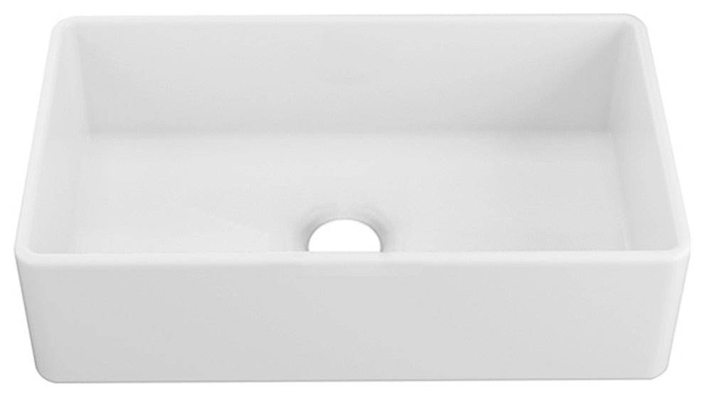33-inL x 18-inW Farmhouse Apron Front White Ceramic Kitchen Sink