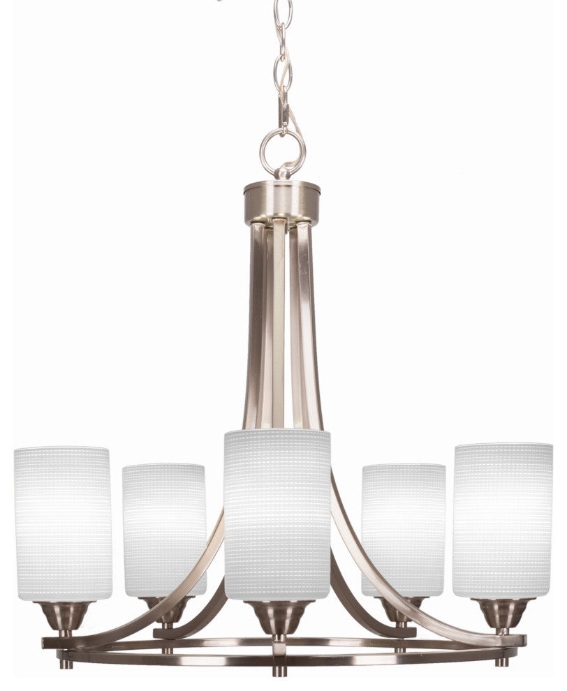 Paramount 5-Light Chandelier, Brushed Nickel, 4" White Matrix Glass