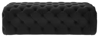 Kaylee Black Velvet Ottoman - Black