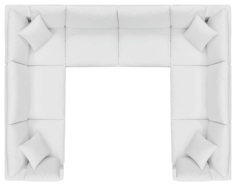 Sectional Sofa Set, Faux Vegan Leather, White, Modern, Living Lounge Hospitality