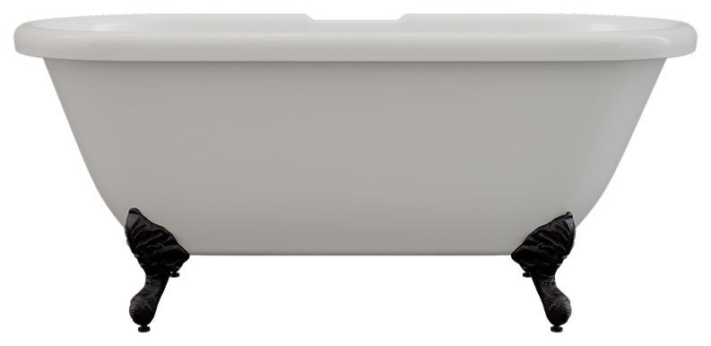 60" Acrylic Double Ended Clawfoot Tub Deck Mount Faucet Holes "Jackson"