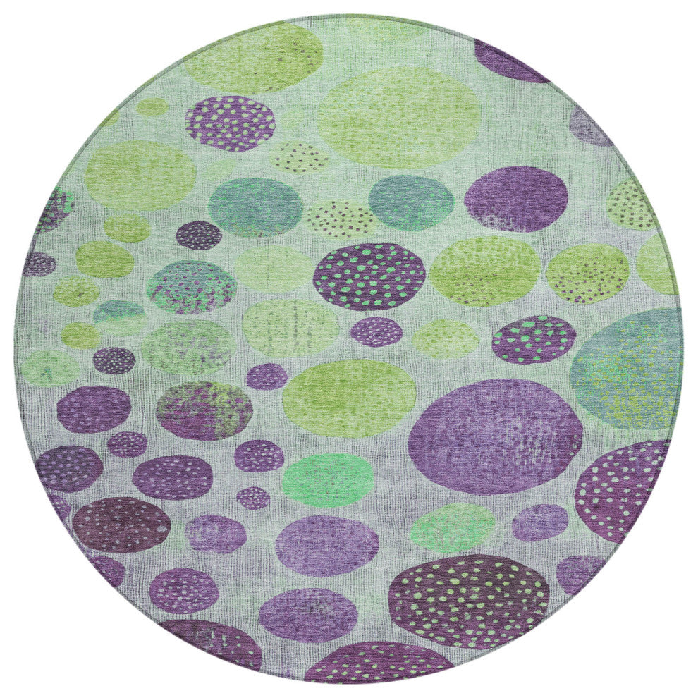 Machine Washable Indoor/Outdoor Chantille ACN1899 Purple 8' x 8' Round Rug