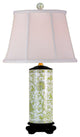 Tapestry Floral Porcelain Vase Table Lamp, Green and White, 20"