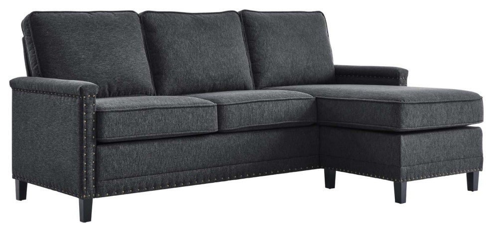 Sofa, Fabric, Dark Gray, Modern, Living Lounge Room Hotel Lobby Hospitality