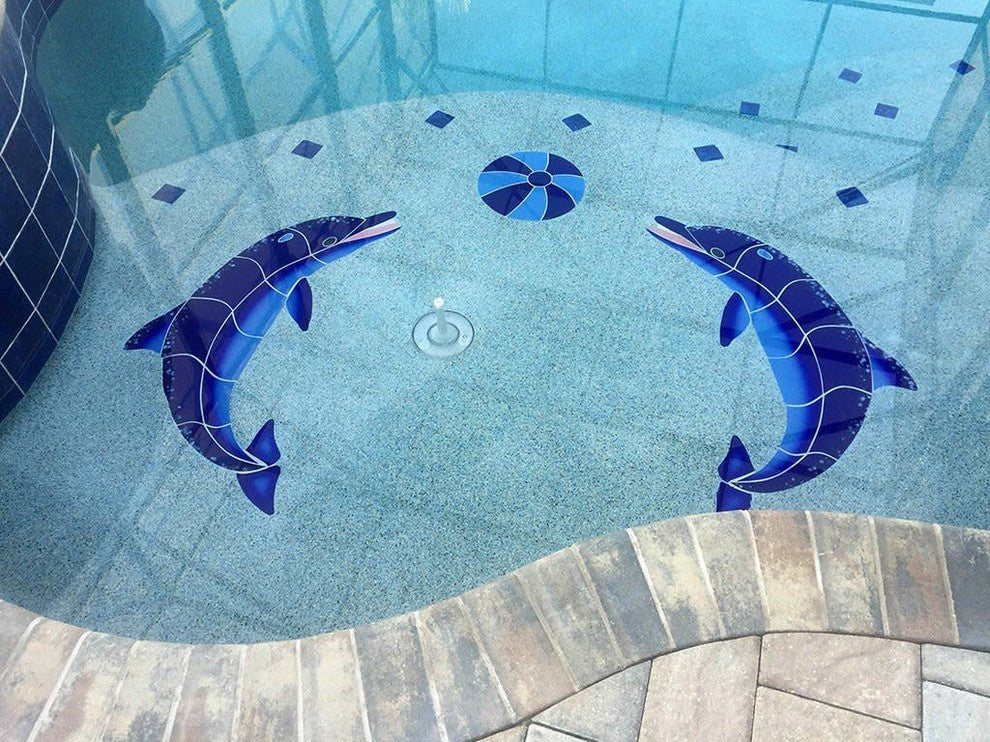 Facing Dolphins Ceramic Swimming Pool Mosaic 20