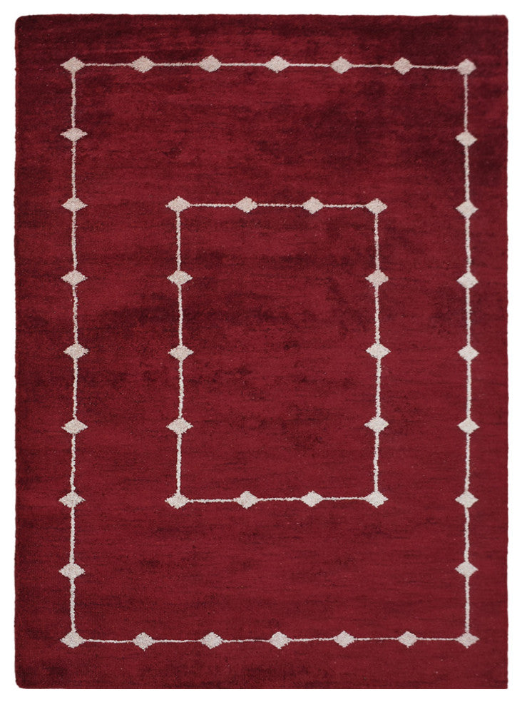 HAND KNOTTED LOOM SILK ECO-FRIENDLY AREA RUGS -5'x8',Rectangle,Red,Contemporary