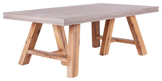 18" Concrete and Solid Acacia Wood Coffee Table